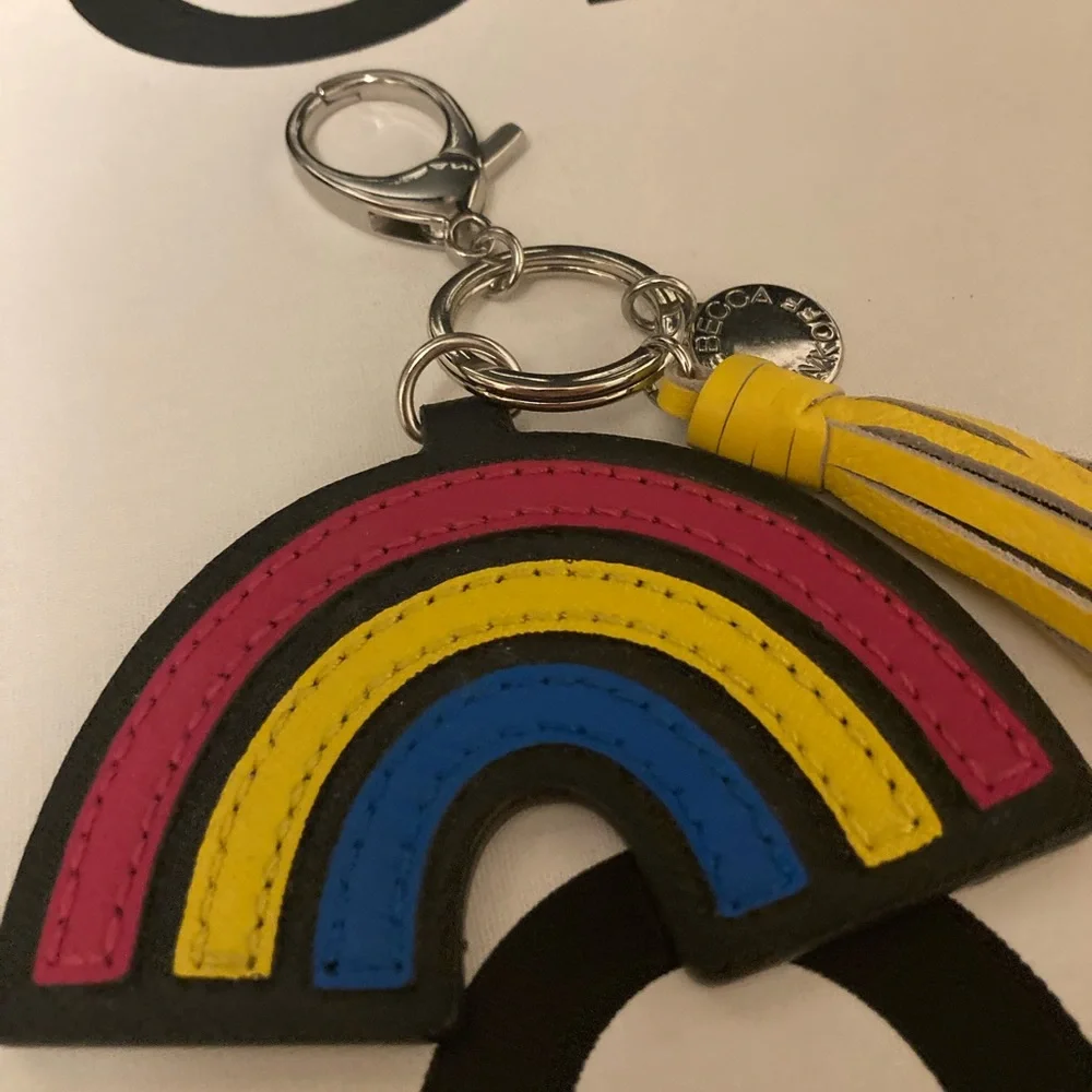 Rebecca Minkoff Rainbow 🌈 Pride Keychain Yellow Tassel Silver